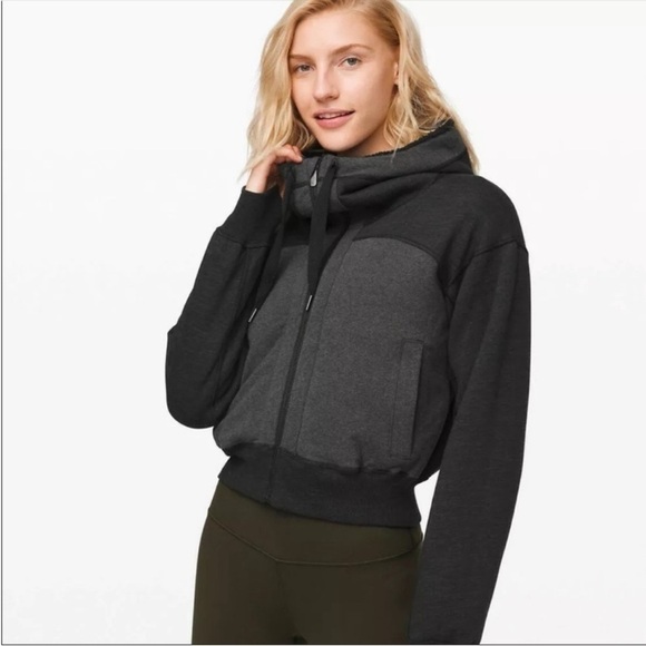 Lululemon Short Sweet Sherpa Jacket Fleece Reversible Heathered Core Black Teddy - Picture 2 of 16